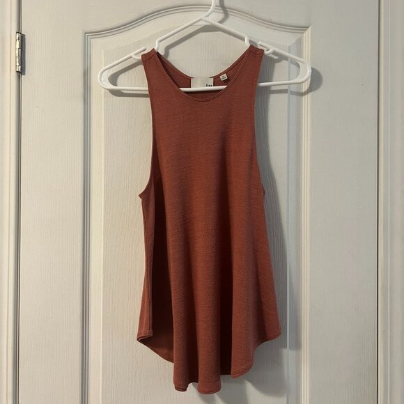 XS Wilfred Free Brunette Coral/ Orange Racerback Tank Top - Picture 1 of 5